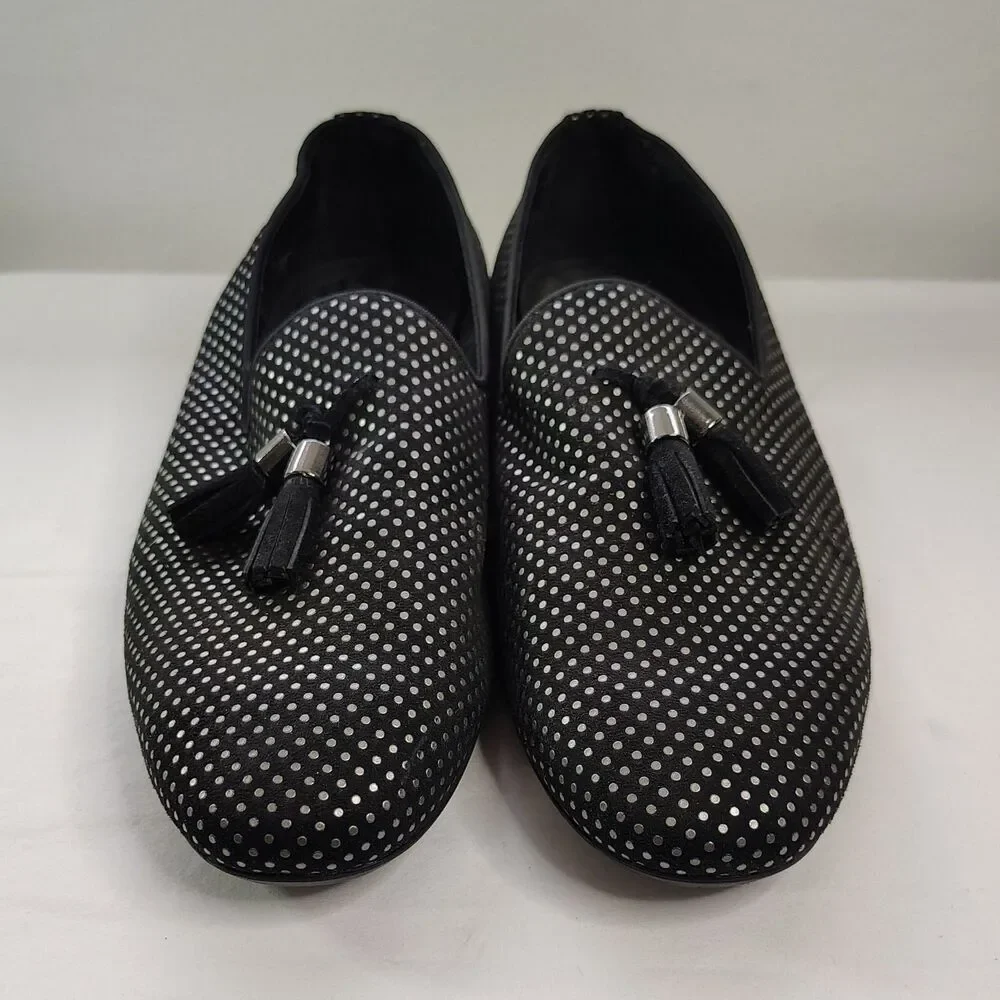 ZARA Men’s Black Polka Dot Tassel Loafers Size EU 40 Slip On Dress Shoes US 7